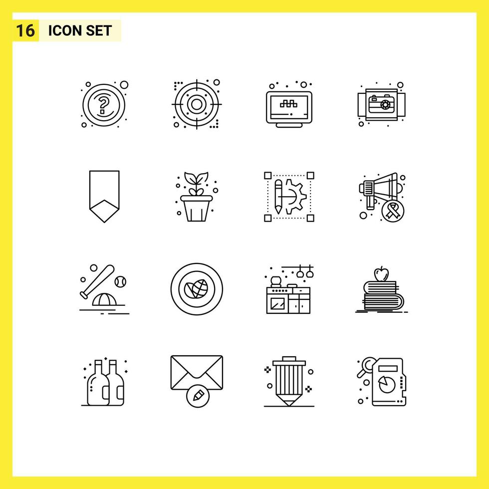 Pack of 16 creative Outlines of view ecommerce online circle website Editable Vector Design Elements