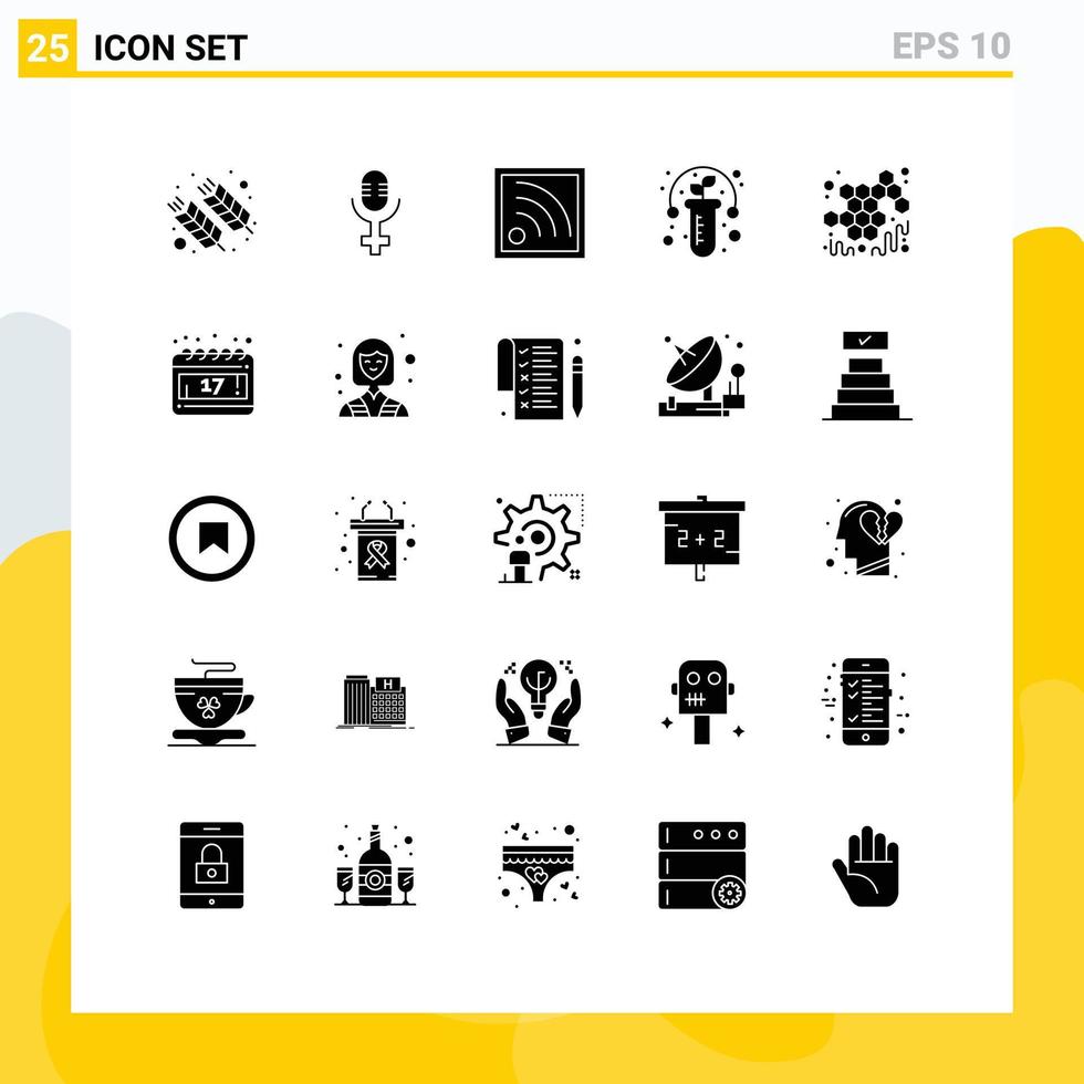 25 Thematic Vector Solid Glyphs and Editable Symbols of viscous honey signal autumn test Editable Vector Design Elements