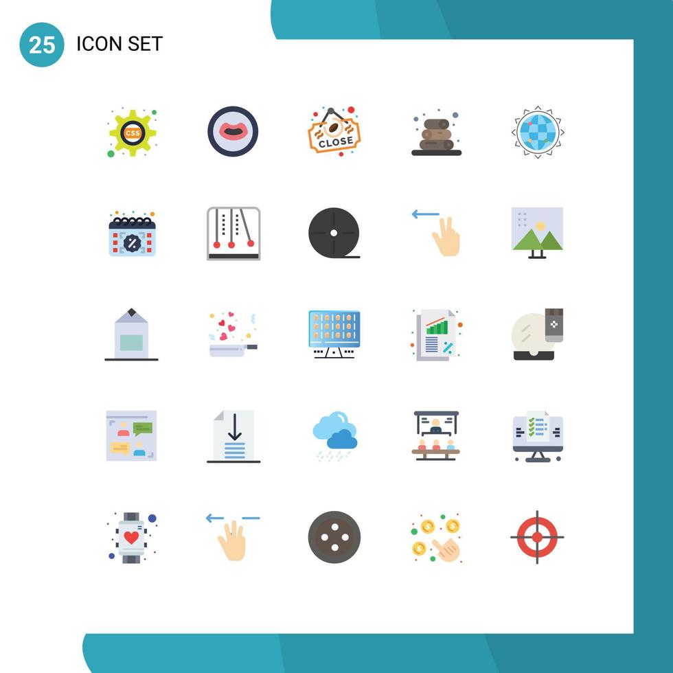 Set of 25 Modern UI Icons Symbols Signs for business globe board world towels Editable Vector Design Elements