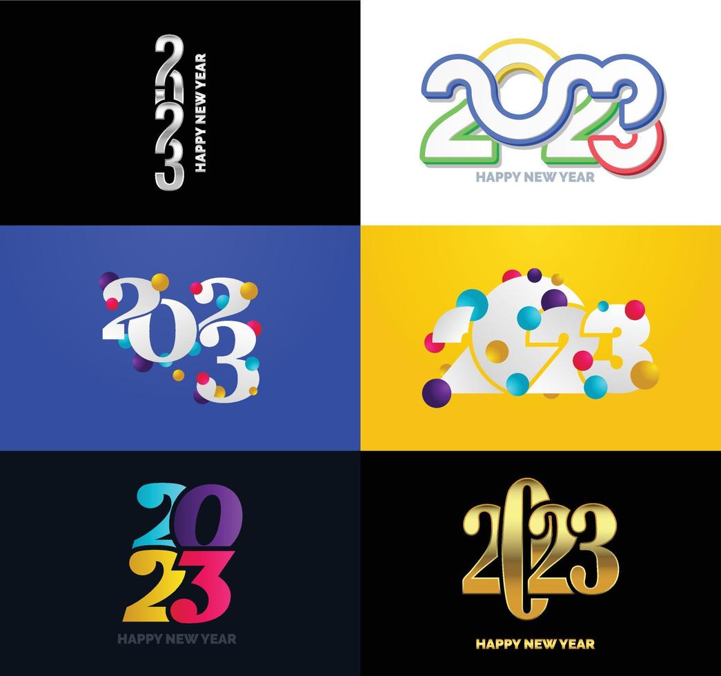 Big Collection of 2023 Happy New Year symbols Cover of business diary for 2023 with wishes vector