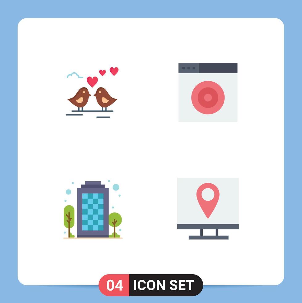 4 Creative Icons Modern Signs and Symbols of bride house heart target address Editable Vector Design Elements