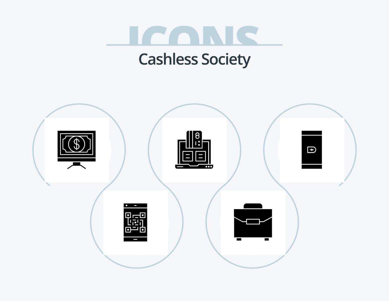 Cashless Society Glyph Icon Pack 5 Icon Design. financial. banking. bag. pay. finance vector