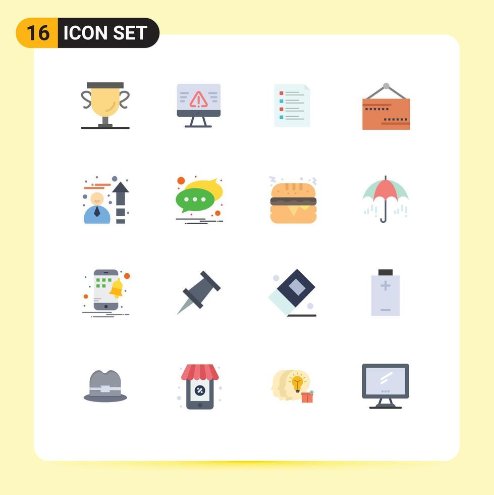 Modern Set of 16 Flat Colors and symbols such as open board checklist testing page Editable Pack of Creative Vector Design Elements