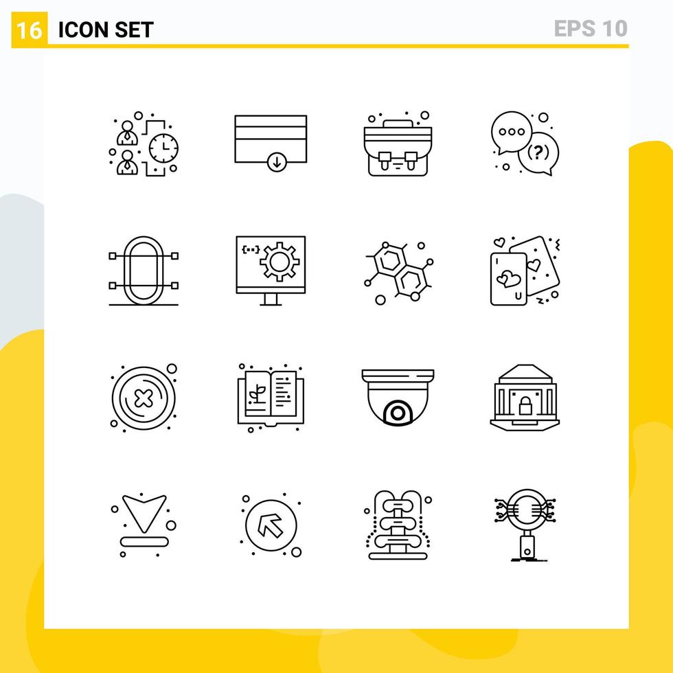 Outline Pack of 16 Universal Symbols of rowing game school bag crew service Editable Vector Design Elements