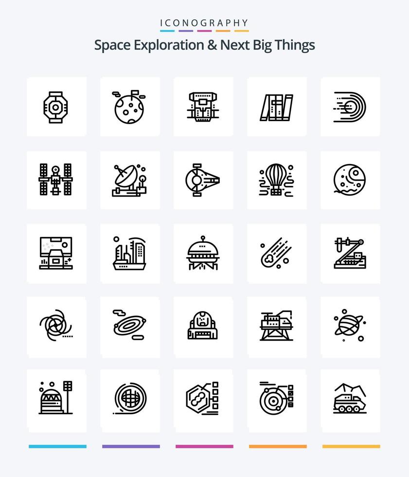 Creative Space Exploration And Next Big Things 25 OutLine icon pack  Such As intelligent. autonomous. space. artificial. cryonics vector