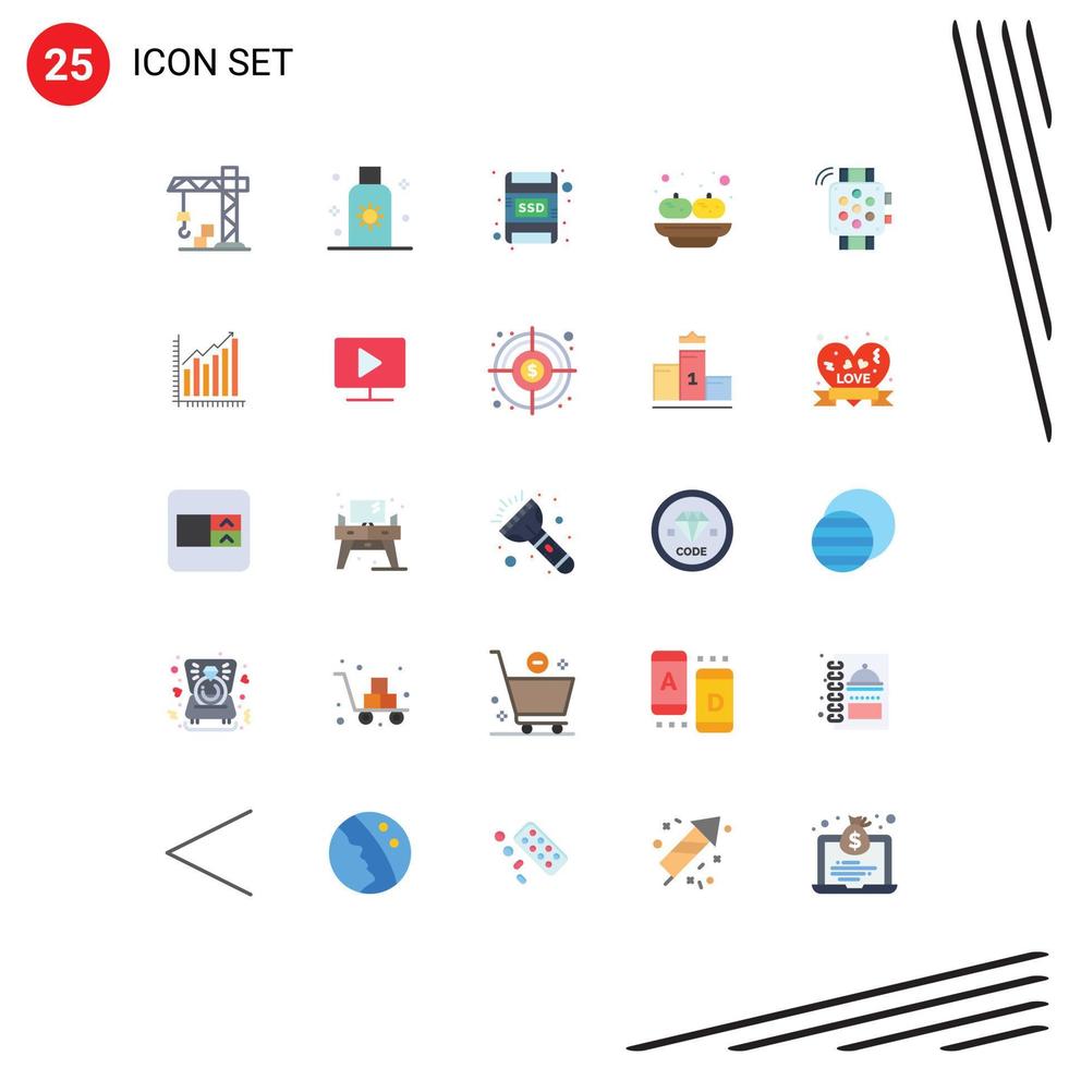 Modern Set of 25 Flat Colors and symbols such as timer watch card sandesh party Editable Vector Design Elements