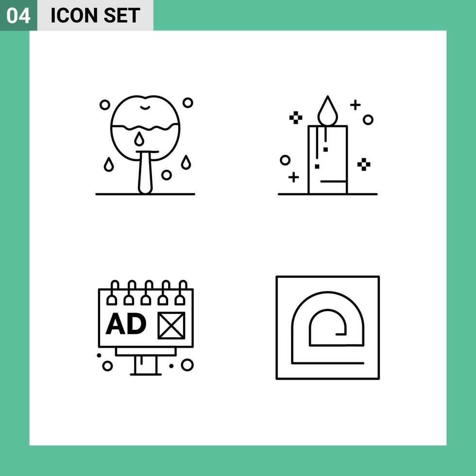 Modern Set of 4 Filledline Flat Colors and symbols such as apple billboard thanksgiving holiday finger Editable Vector Design Elements