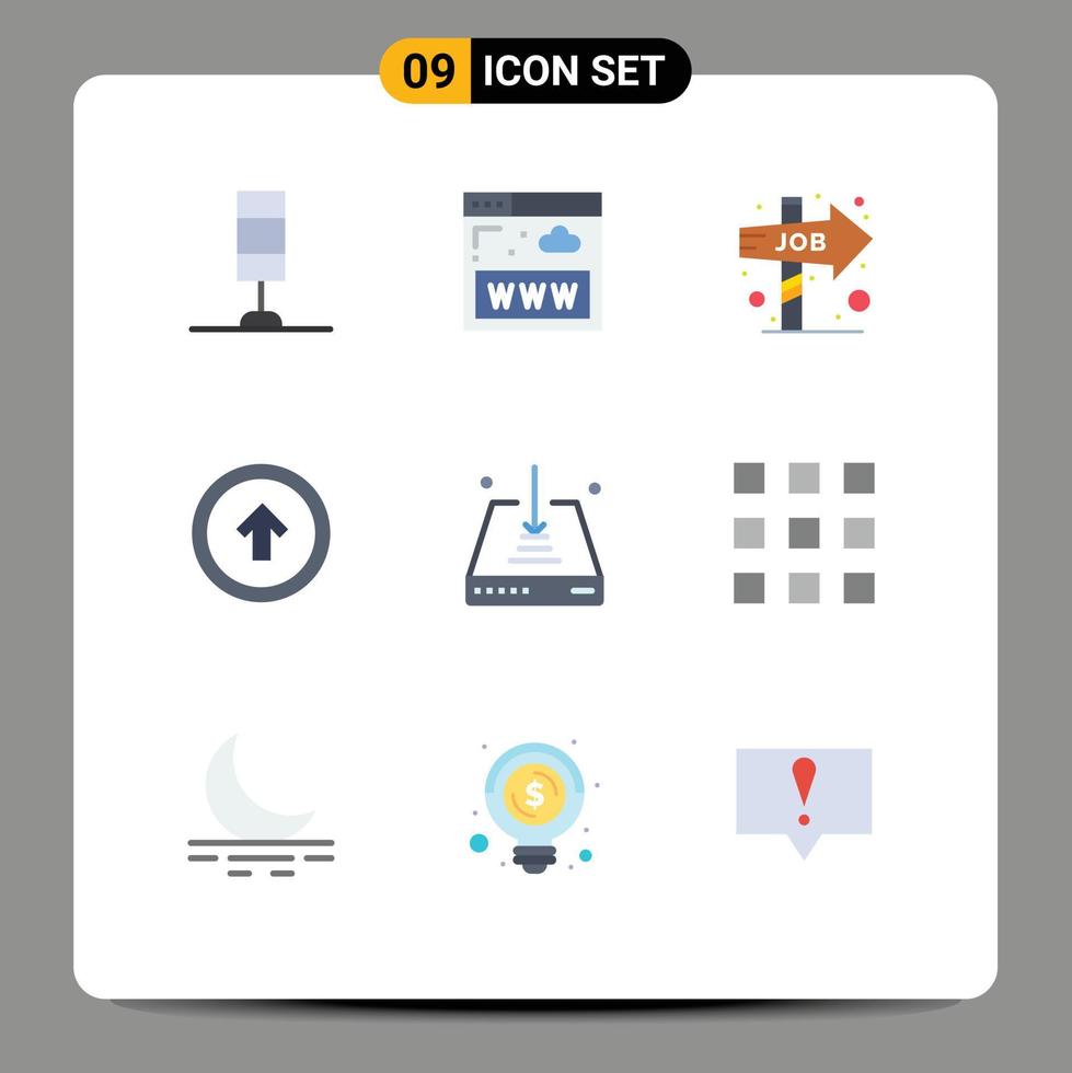 Set of 9 Vector Flat Colors on Grid for down up choice user interface button Editable Vector Design Elements