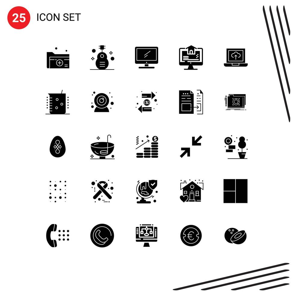 Set of 25 Modern UI Icons Symbols Signs for estate computer instrument pc device Editable Vector Design Elements