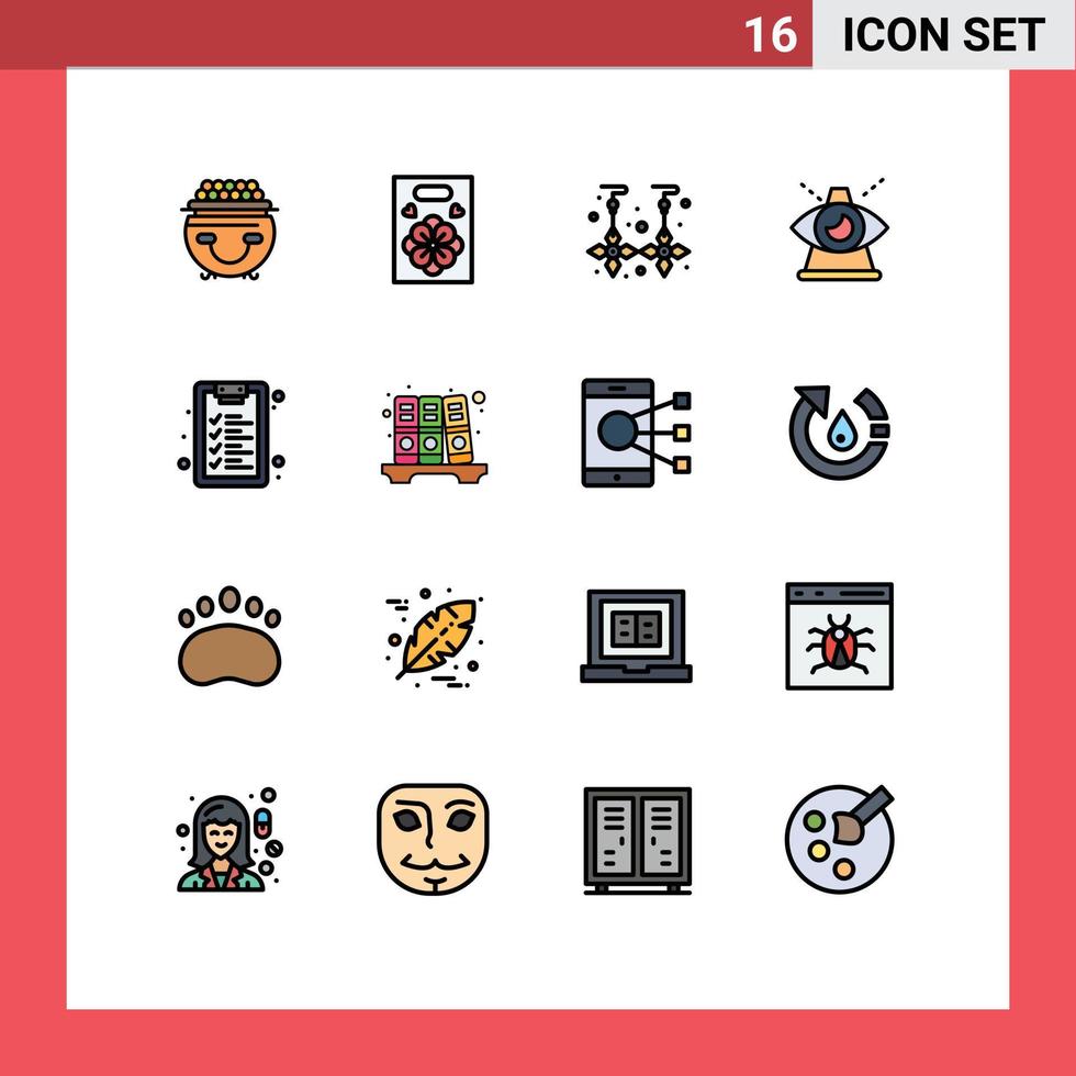 conjunto moderno de 16 líneas llenas de color plano pictografía de la lista de verificación de elementos de diseño de vectores creativos editables de negocios modernos