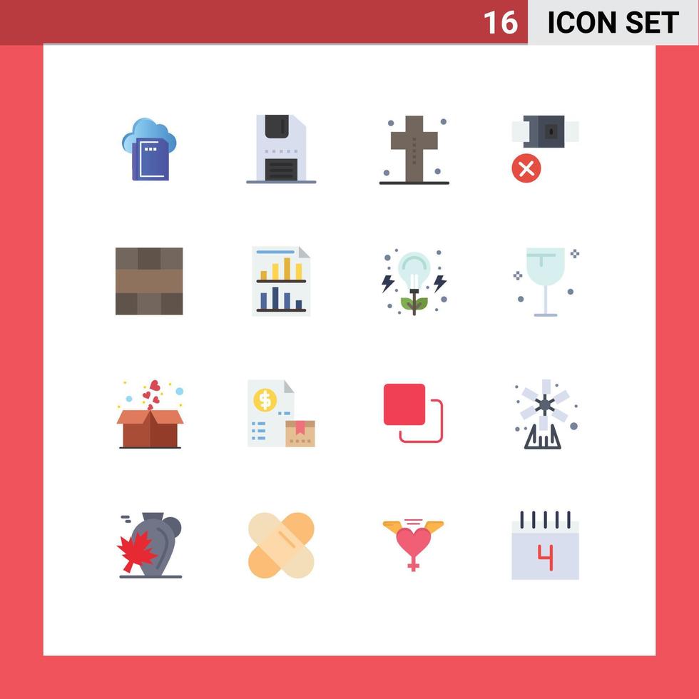 16 User Interface Flat Color Pack of modern Signs and Symbols of safety not save belt halloween Editable Pack of Creative Vector Design Elements