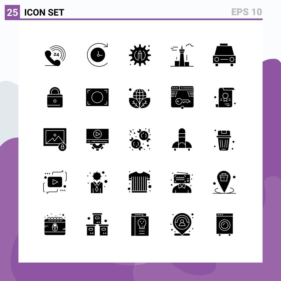 25 Creative Icons Modern Signs and Symbols of vehicles traffic architecture and city sedans landmark Editable Vector Design Elements