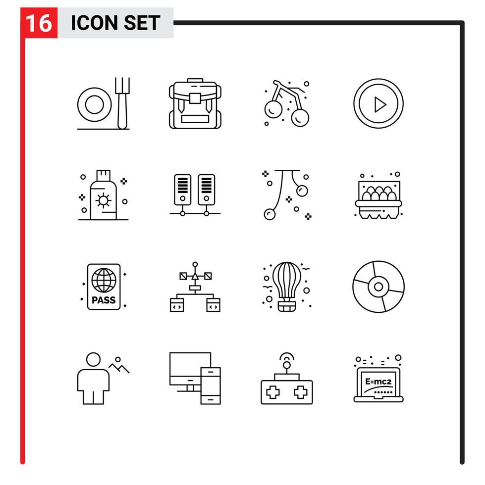 16 Creative Icons Modern Signs and Symbols of summer lotion food user interface Editable Vector Design Elements