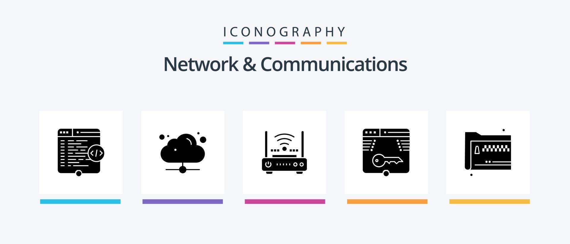 Network And Communications Glyph 5 Icon Pack Including form. key. online. secure. internet. Creative Icons Design vector