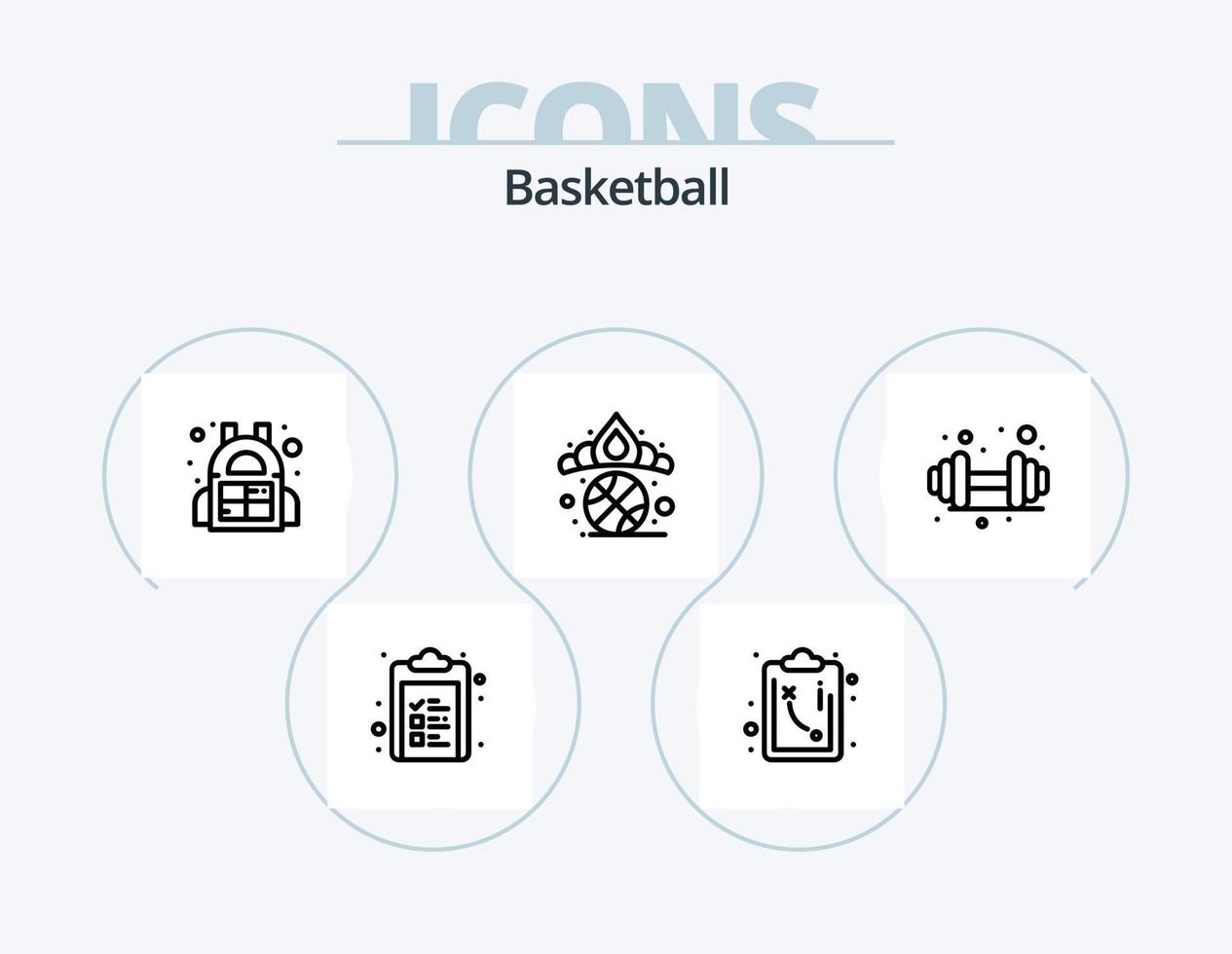 paquete de iconos de línea de baloncesto 5 diseño de iconos. Deportes. baloncesto. premio. deporte. bebida vector