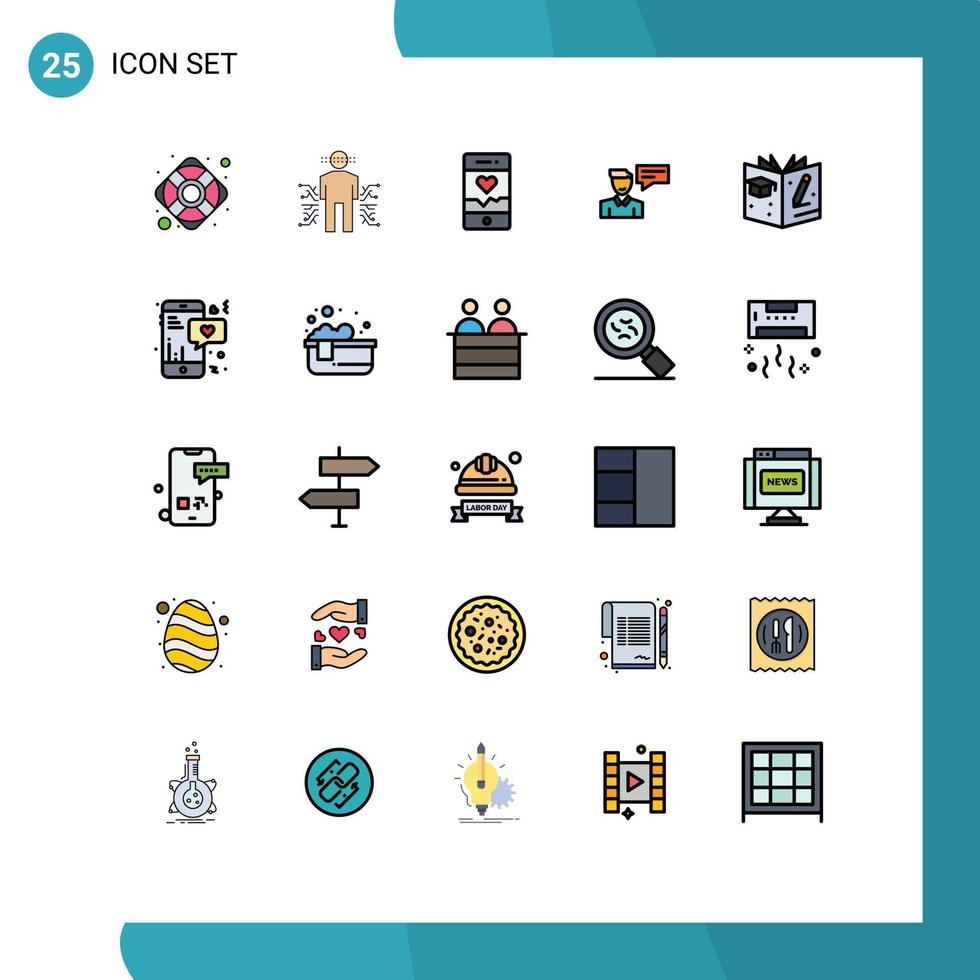 Set of 25 Modern UI Icons Symbols Signs for education man analysis popup chat Editable Vector Design Elements