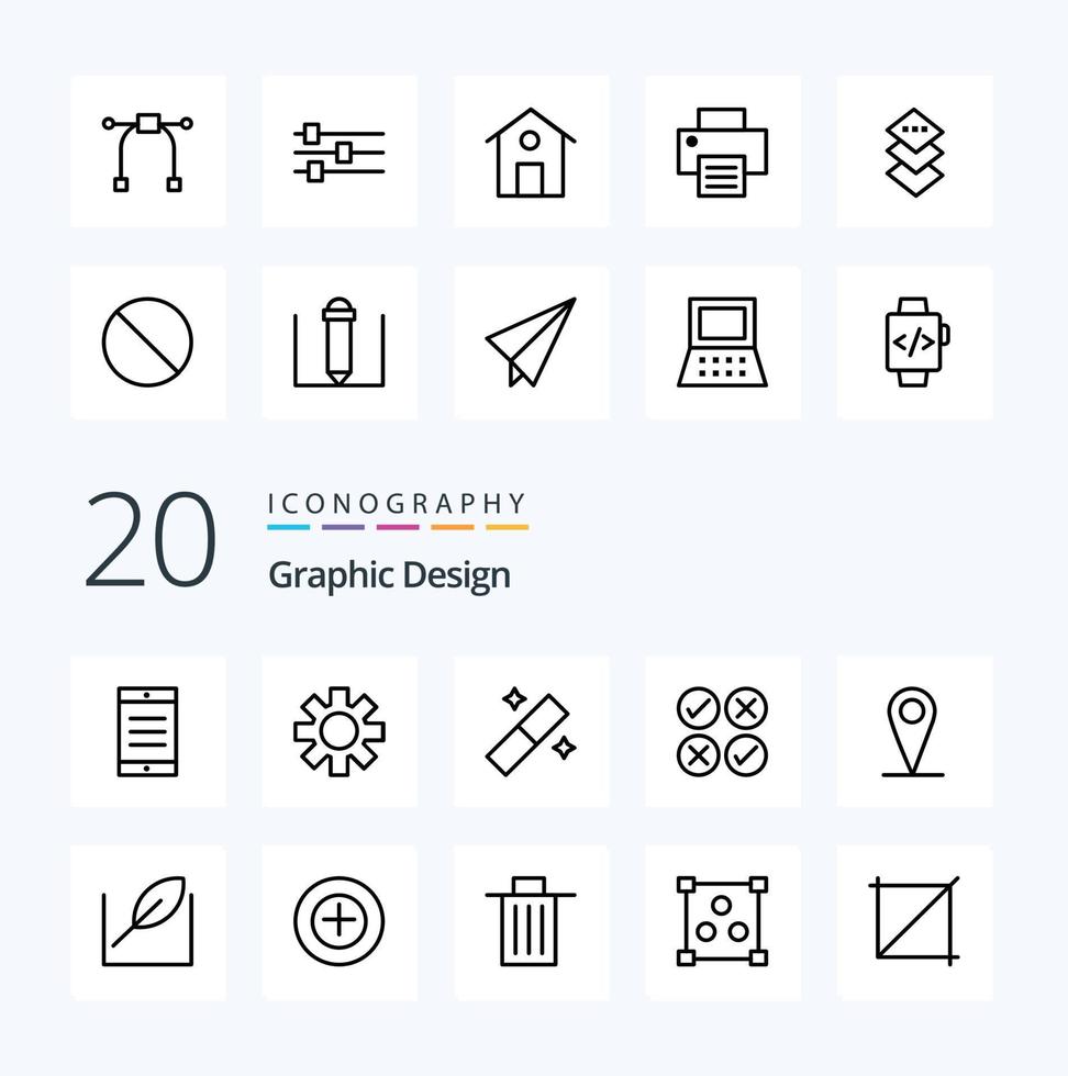 20 Design Line icon Pack like green pin tool map tick vector