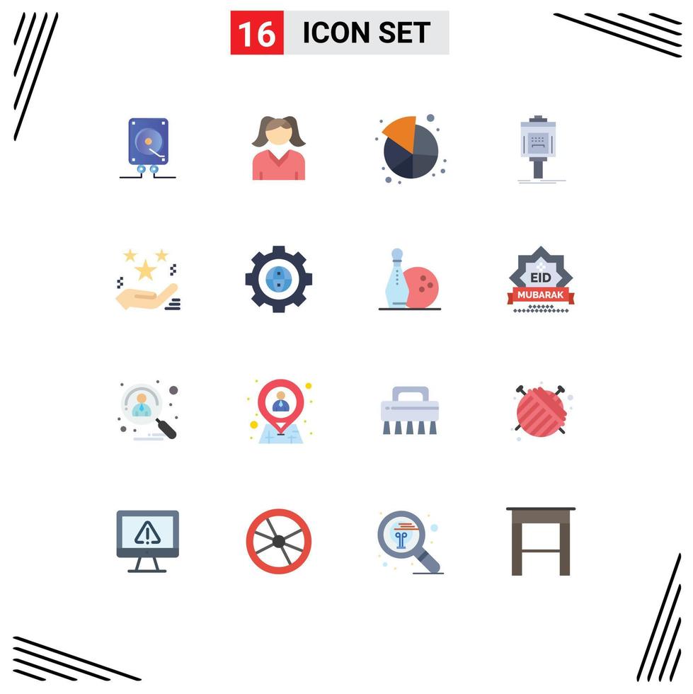 Pictogram Set of 16 Simple Flat Colors of magic valley market hotel parking Editable Pack of Creative Vector Design Elements