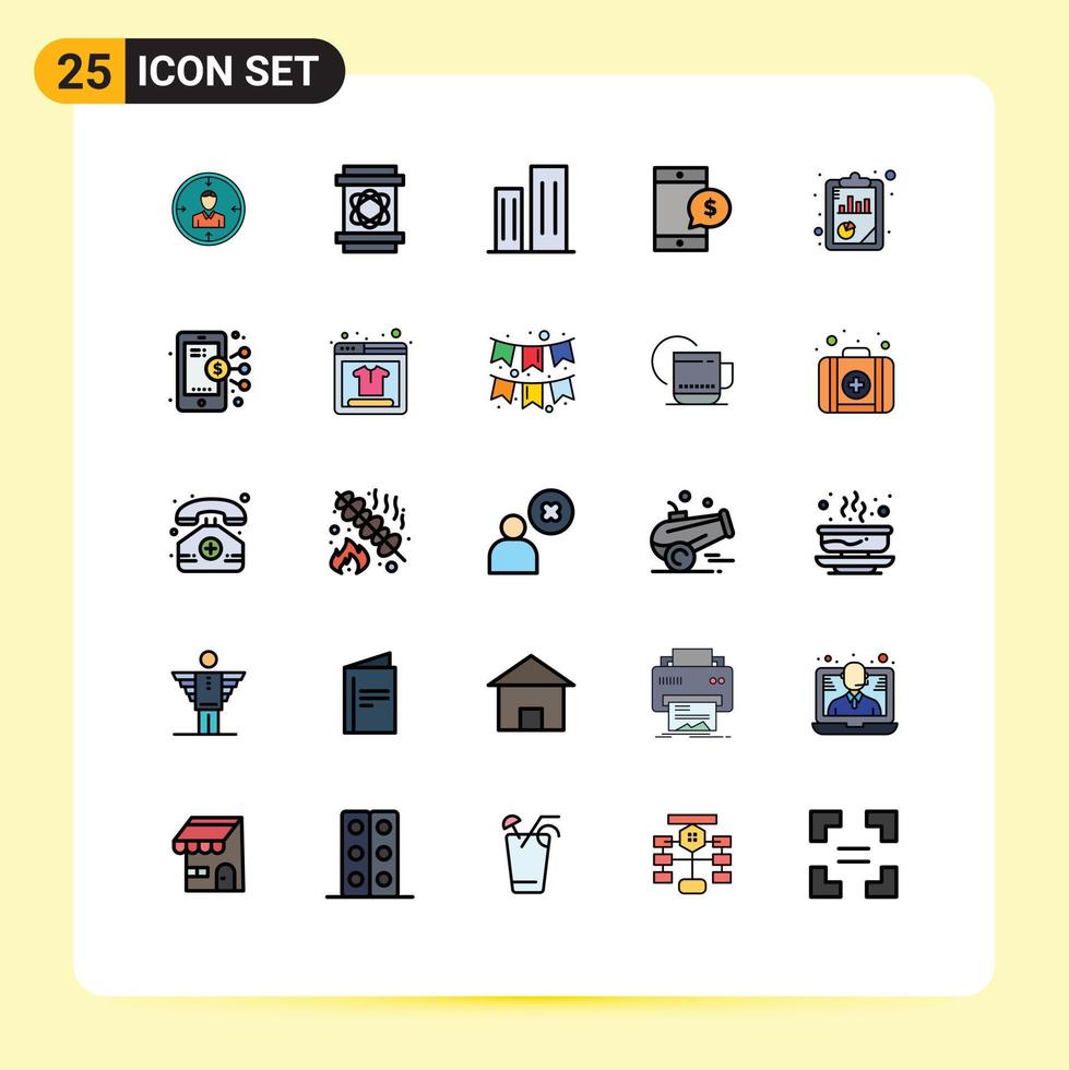 conjunto de 25 iconos de interfaz de usuario modernos símbolos signos para rascacielos de celdas edificios de distrito de peligro elementos de diseño de vectores editables