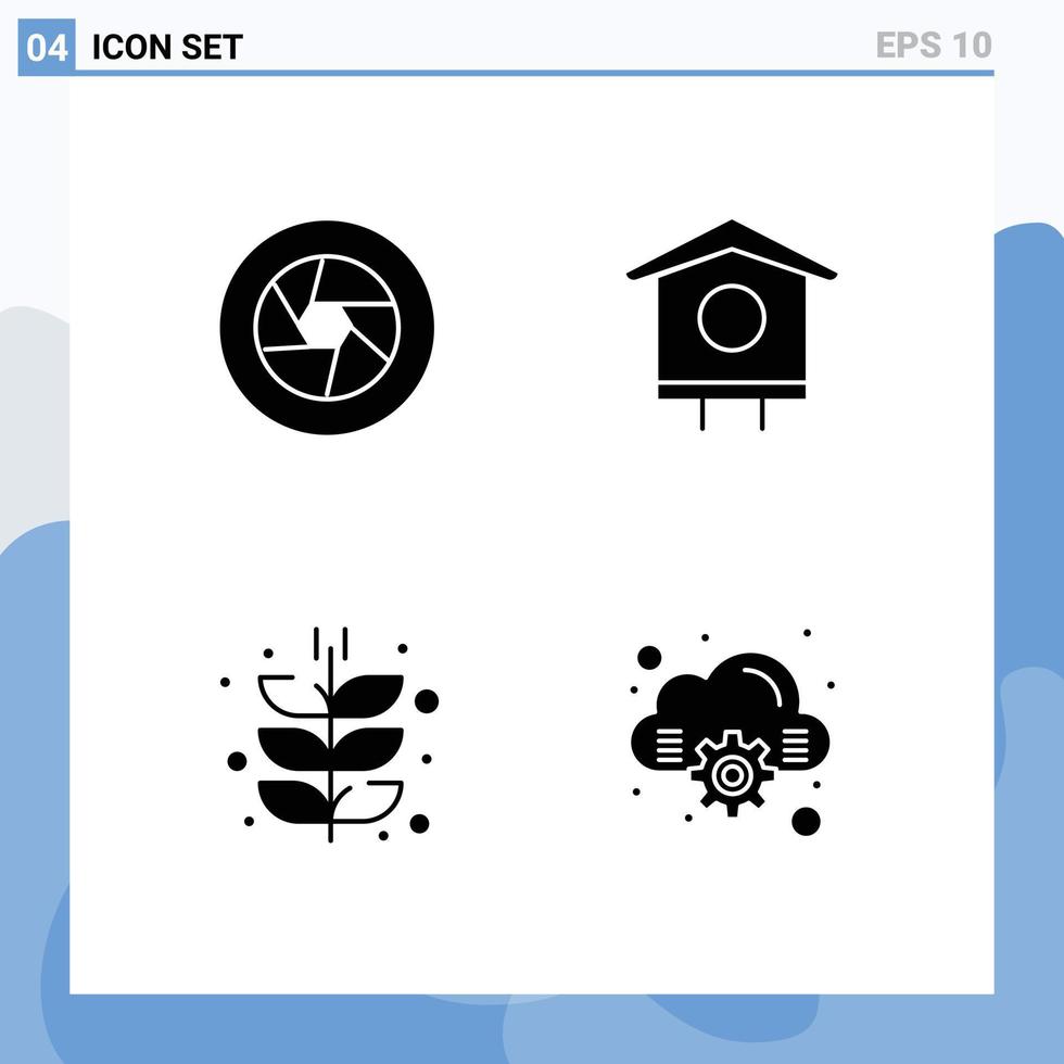 Set of Commercial Solid Glyphs pack for aperture agriculture movie bird farming Editable Vector Design Elements