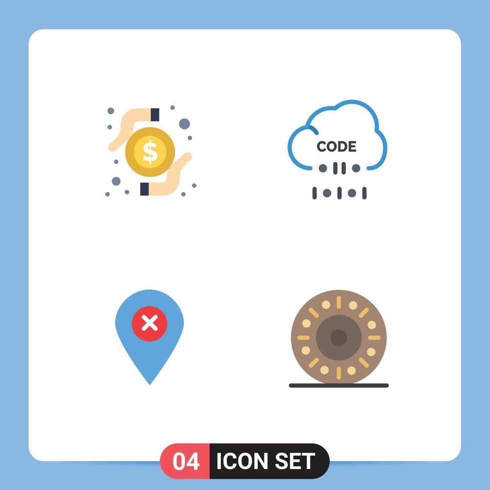 Universal Icon Symbols Group of 4 Modern Flat Icons of card location research develop navigation Editable Vector Design Elements