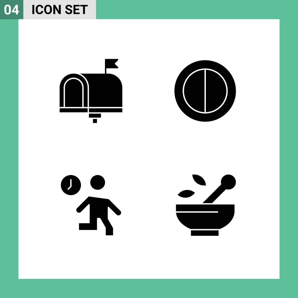 Mobile Interface Solid Glyph Set of Pictograms of communication office email contrast time Editable Vector Design Elements