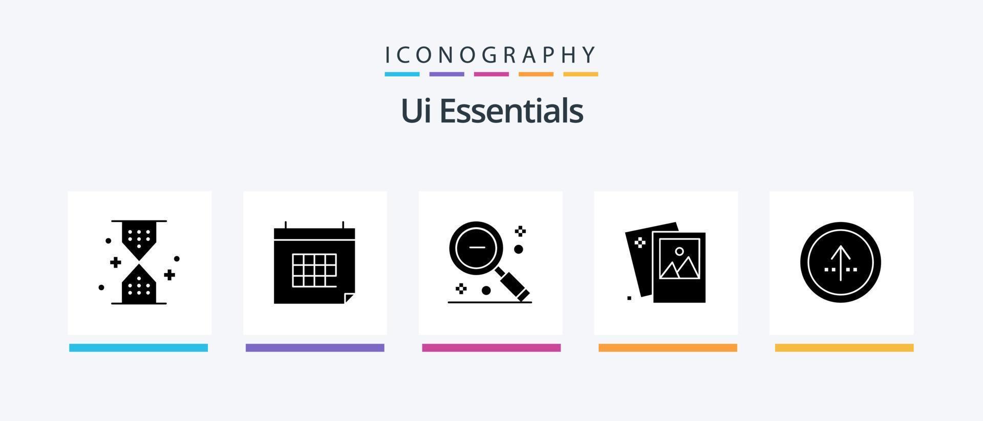 Ui Essentials Glyph 5 Icon Pack Including photo. gallery. day. ui. out. Creative Icons Design vector