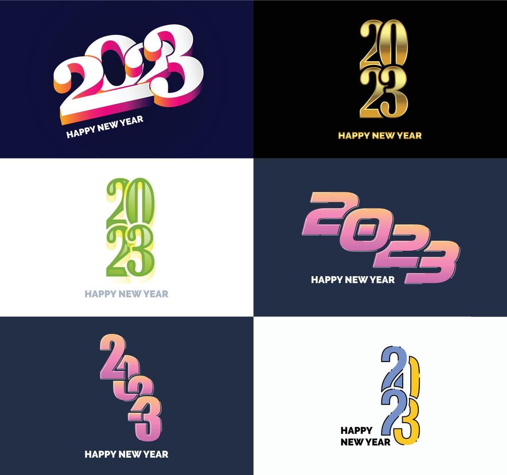 Big Set of 2023 Happy New Year logo text design 2023 number design template vector