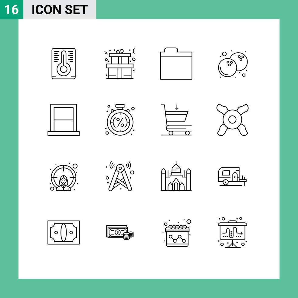 User Interface Pack of 16 Basic Outlines of money household coconut home bedroom Editable Vector Design Elements