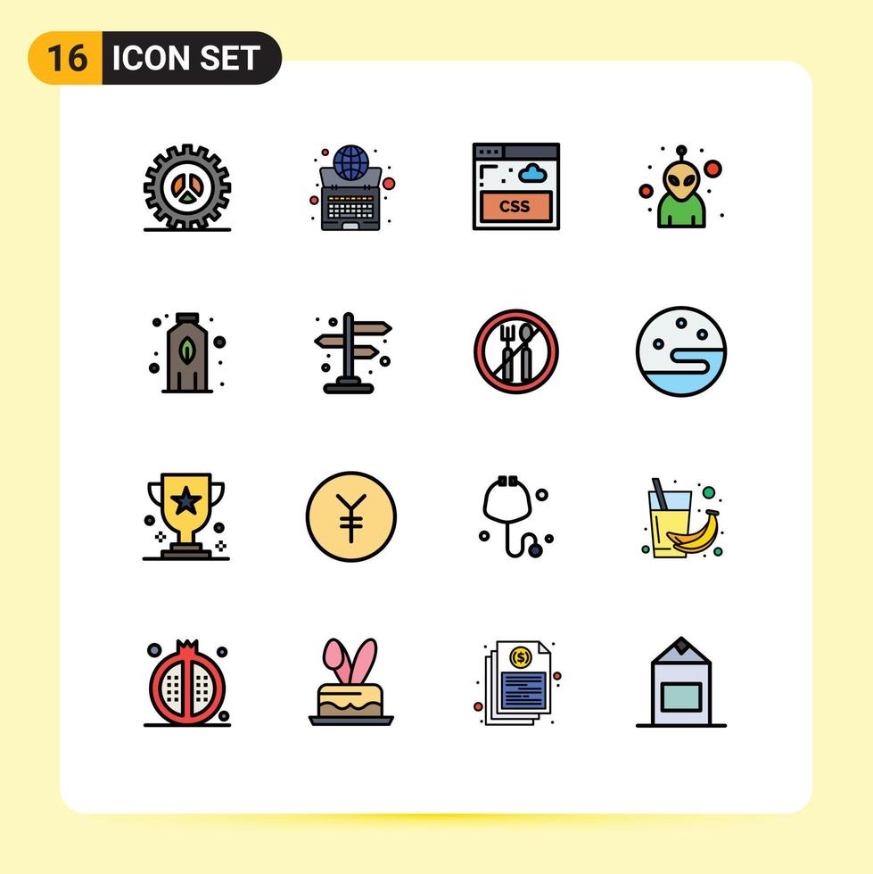 16 iconos creativos signos y símbolos modernos del sistema de monstruos vegetales estilo avatar elementos de diseño de vectores creativos editables