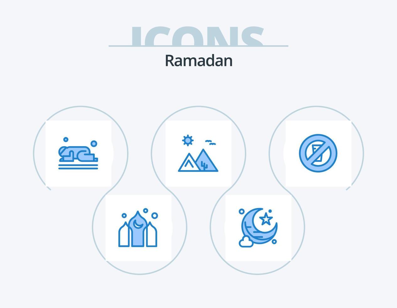 Ramadan Blue Icon Pack 5 Icon Design. fasting. egypt. muslim. desert. arabia vector