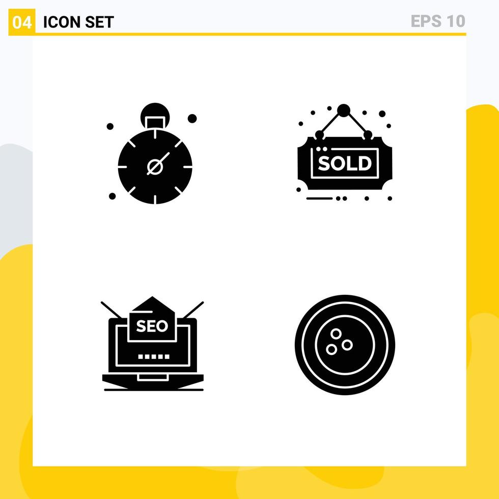 4 Creative Icons Modern Signs and Symbols of business setting estate sold web Editable Vector Design Elements