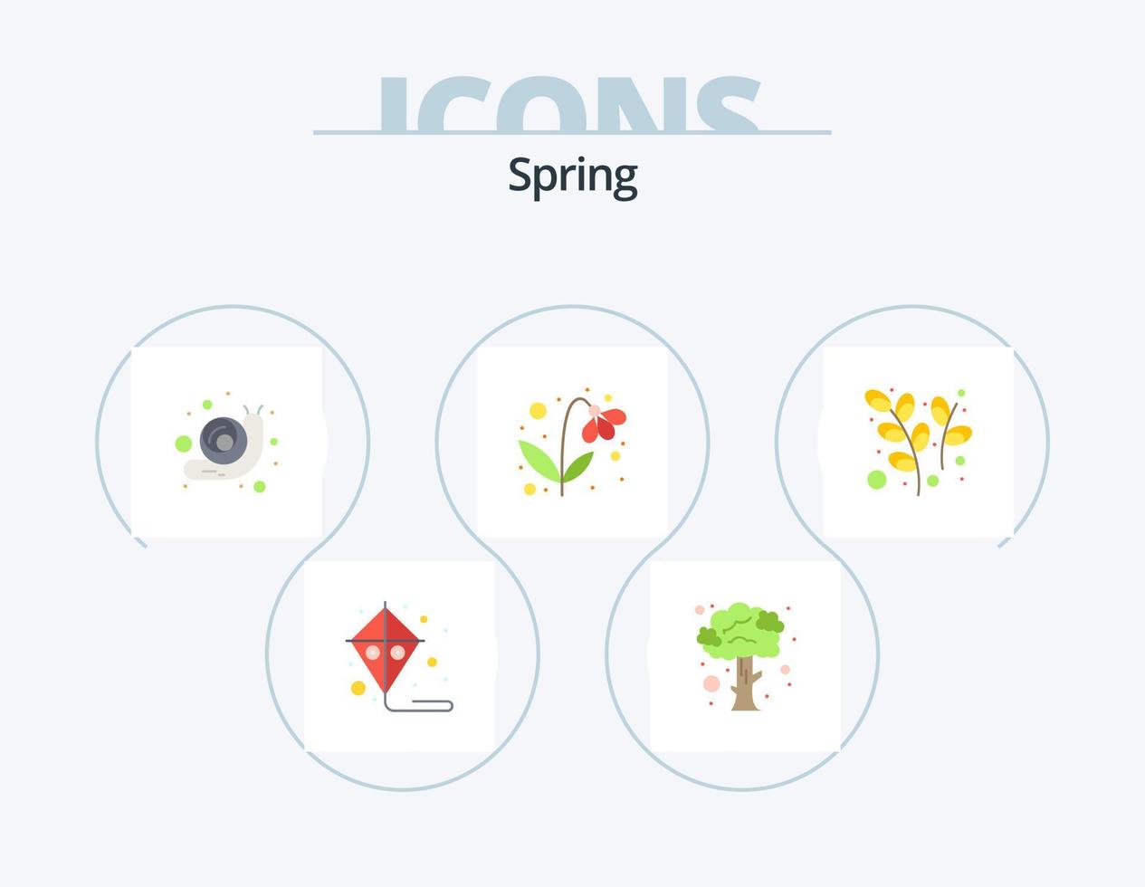 Spring Flat Icon Pack 5 Icon Design. . plant. snail. easter. nature vector