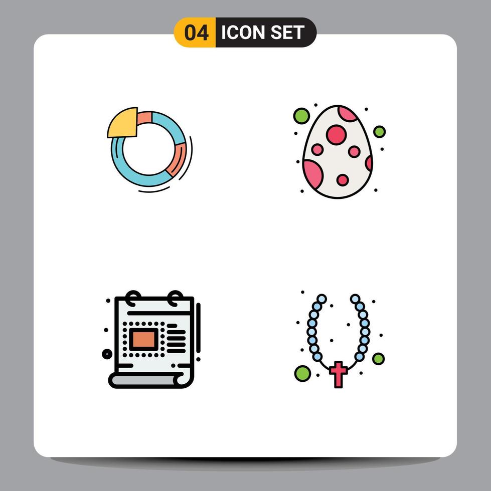 Group of 4 Modern Filledline Flat Colors Set for graph design chart egg scale Editable Vector Design Elements