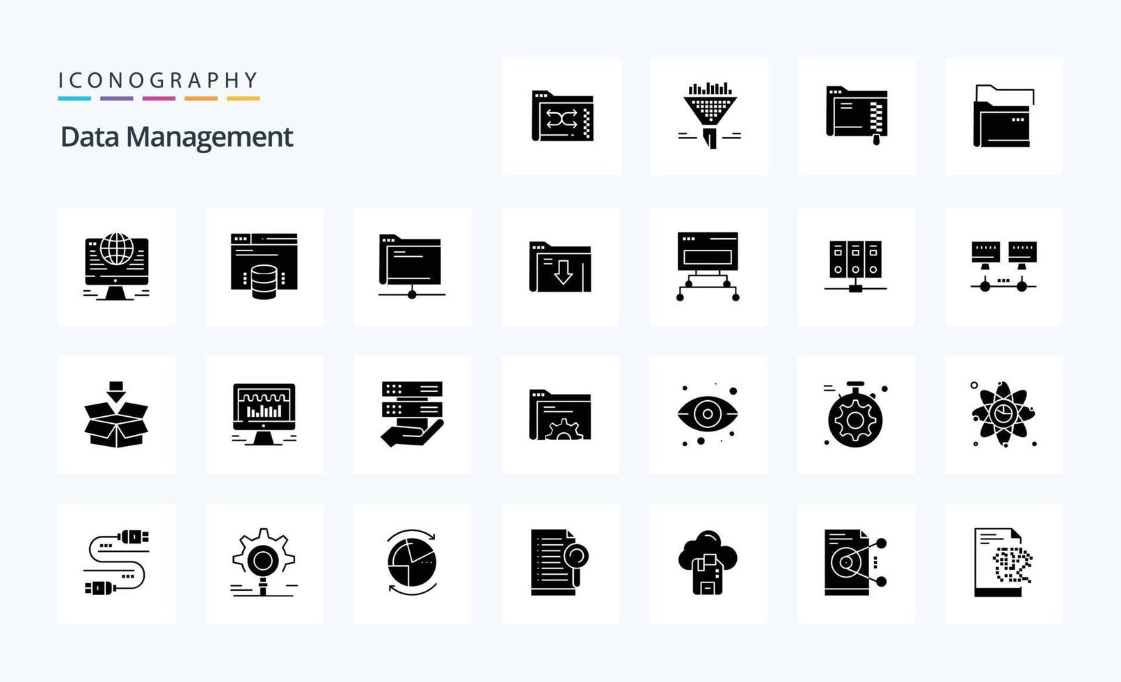 25 Data Management Solid Glyph icon pack vector