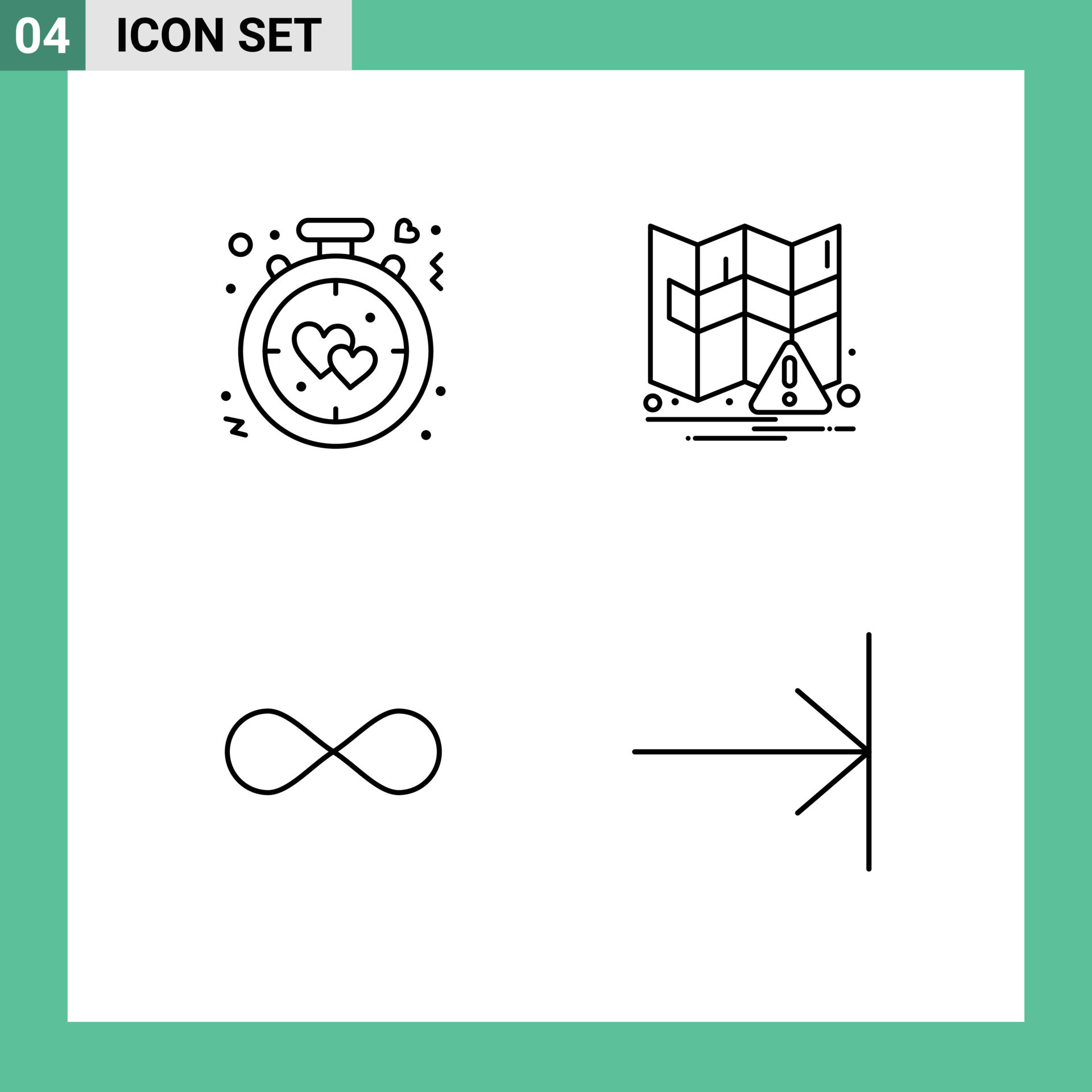 Line Pack of 4 Universal Symbols of clock blockchain love navigation