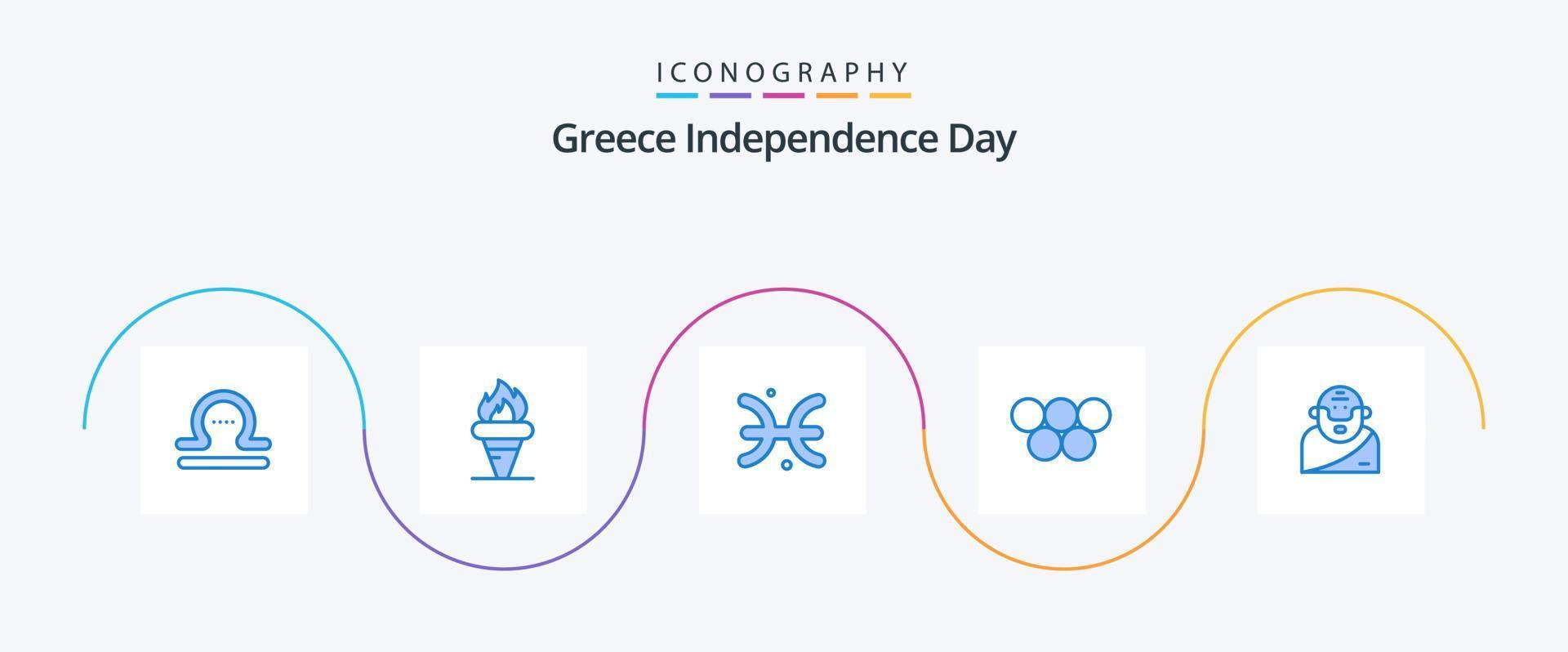 Greece Independence Day Blue 5 Icon Pack Including god. greek. olympic. greece. greece vector