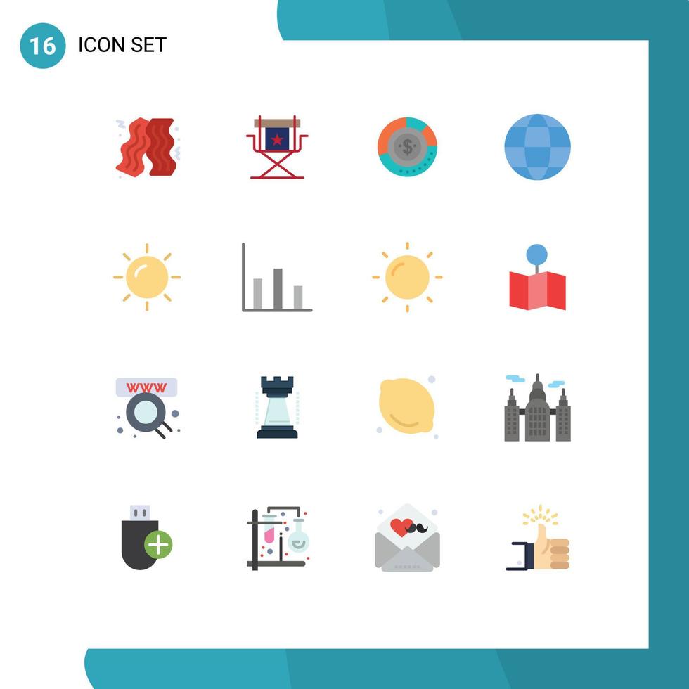Universal Icon Symbols Group of 16 Modern Flat Colors of education statistics diagram report finance Editable Pack of Creative Vector Design Elements