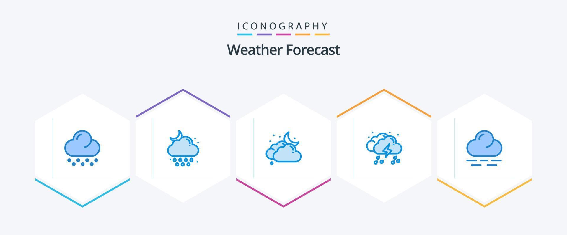 Paquete de iconos azules Weather 25 que incluye la nube. clima. nube. lluvia. nube vector