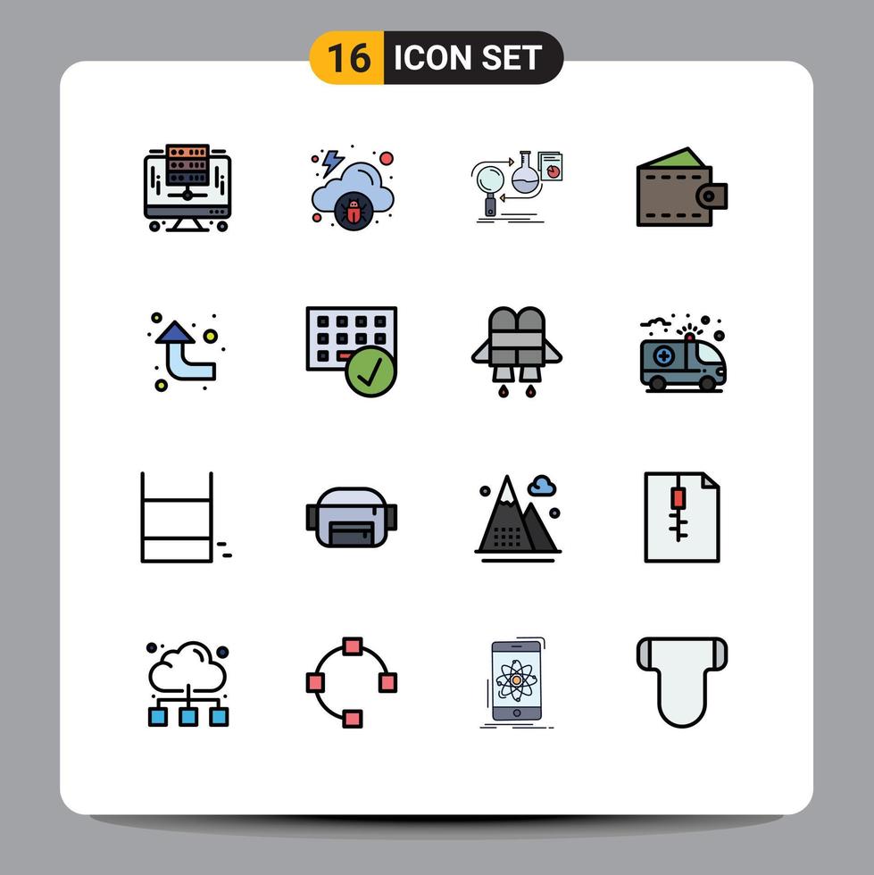 Universal Icon Symbols Group of 16 Modern Flat Color Filled Lines of arrows man analysis fashion market Editable Creative Vector Design Elements