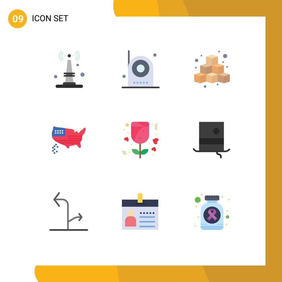 Pictogram Set of 9 Simple Flat Colors of usa map equipment american game Editable Vector Design Elements