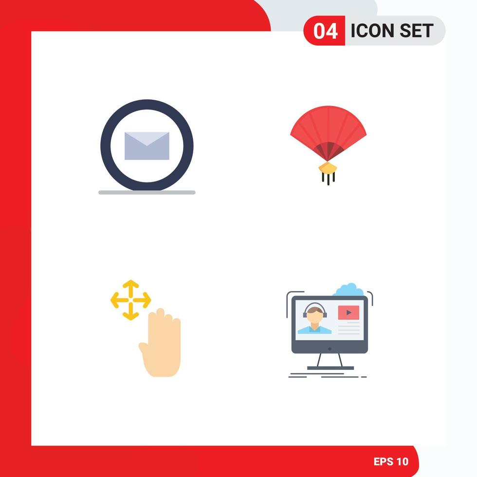 4 Creative Icons Modern Signs and Symbols of email up fan chinese tutorials Editable Vector Design Elements