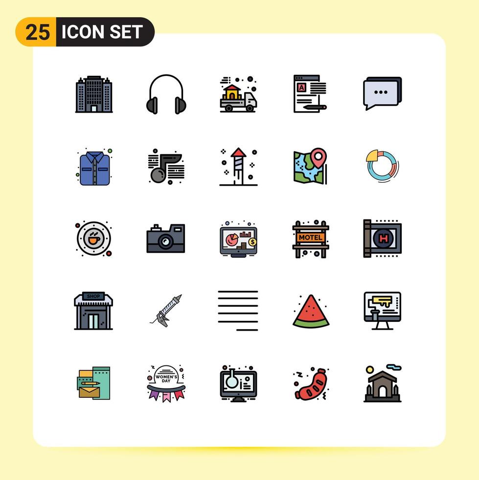 Stock Vector Icon Pack of 25 Line Signs and Symbols for report article sound news real Editable Vector Design Elements
