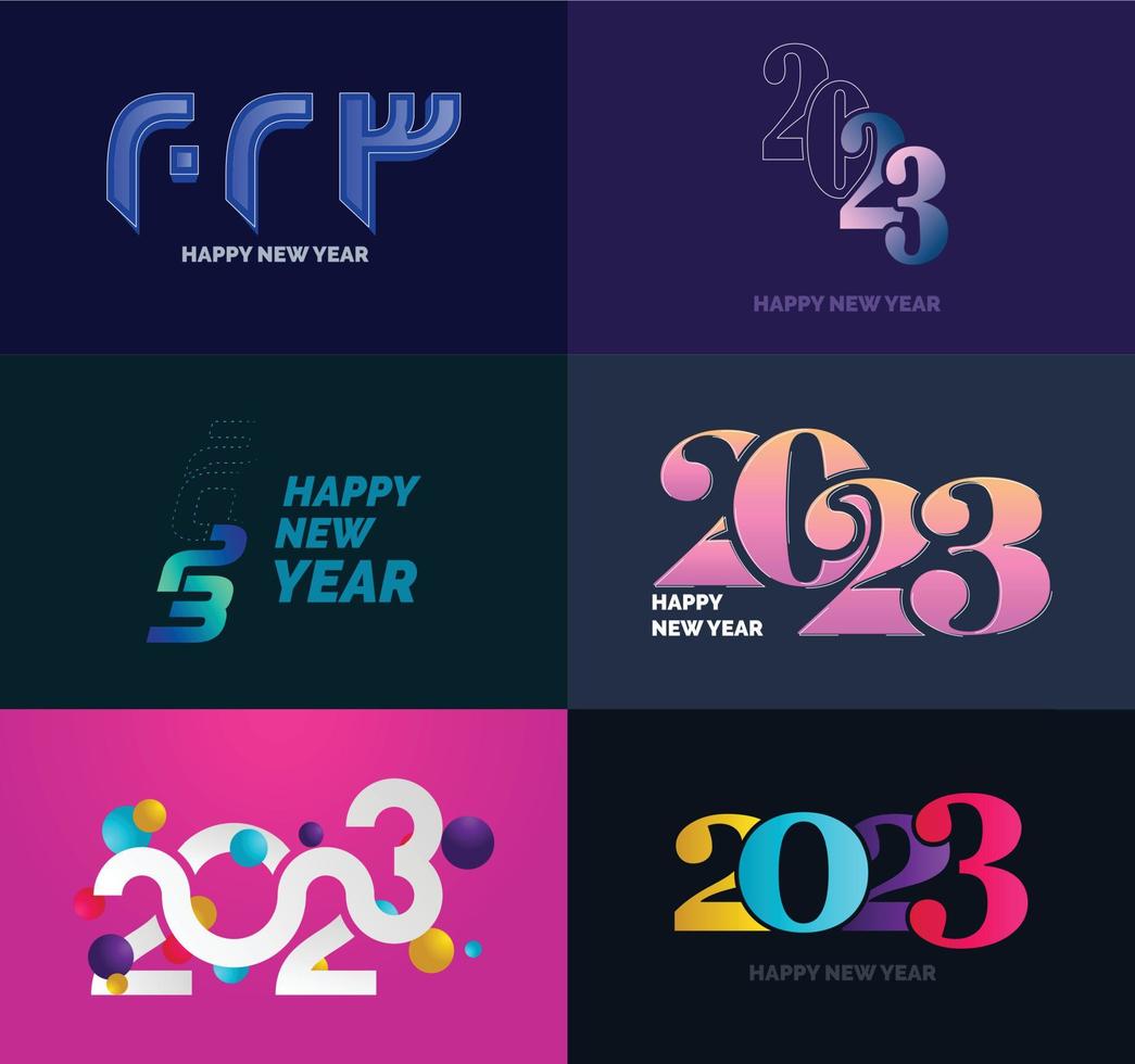 gran conjunto de 2023 feliz año nuevo diseño de texto de logotipo plantilla de diseño de número 2023 vector