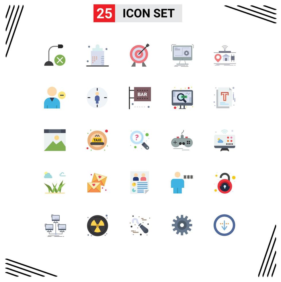 Group of 25 Flat Colors Signs and Symbols for process computer fitness command investment Editable Vector Design Elements