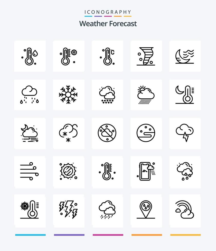 Creative Weather 25 OutLine icon pack  Such As snow. weather. climate. sleep. moon vector