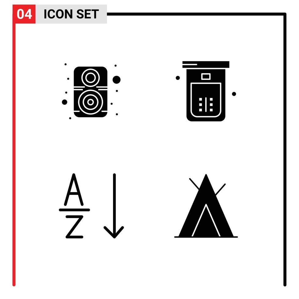 Universal Solid Glyphs Set for Web and Mobile Applications computer alphabetical speaker cleaning sort Editable Vector Design Elements