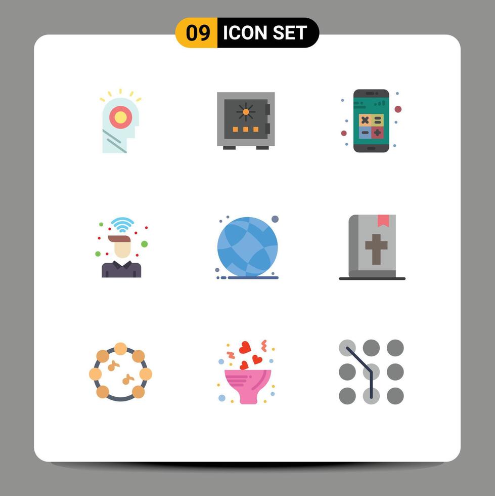 Group of 9 Flat Colors Signs and Symbols for on interaction safe calculator app Editable Vector Design Elements