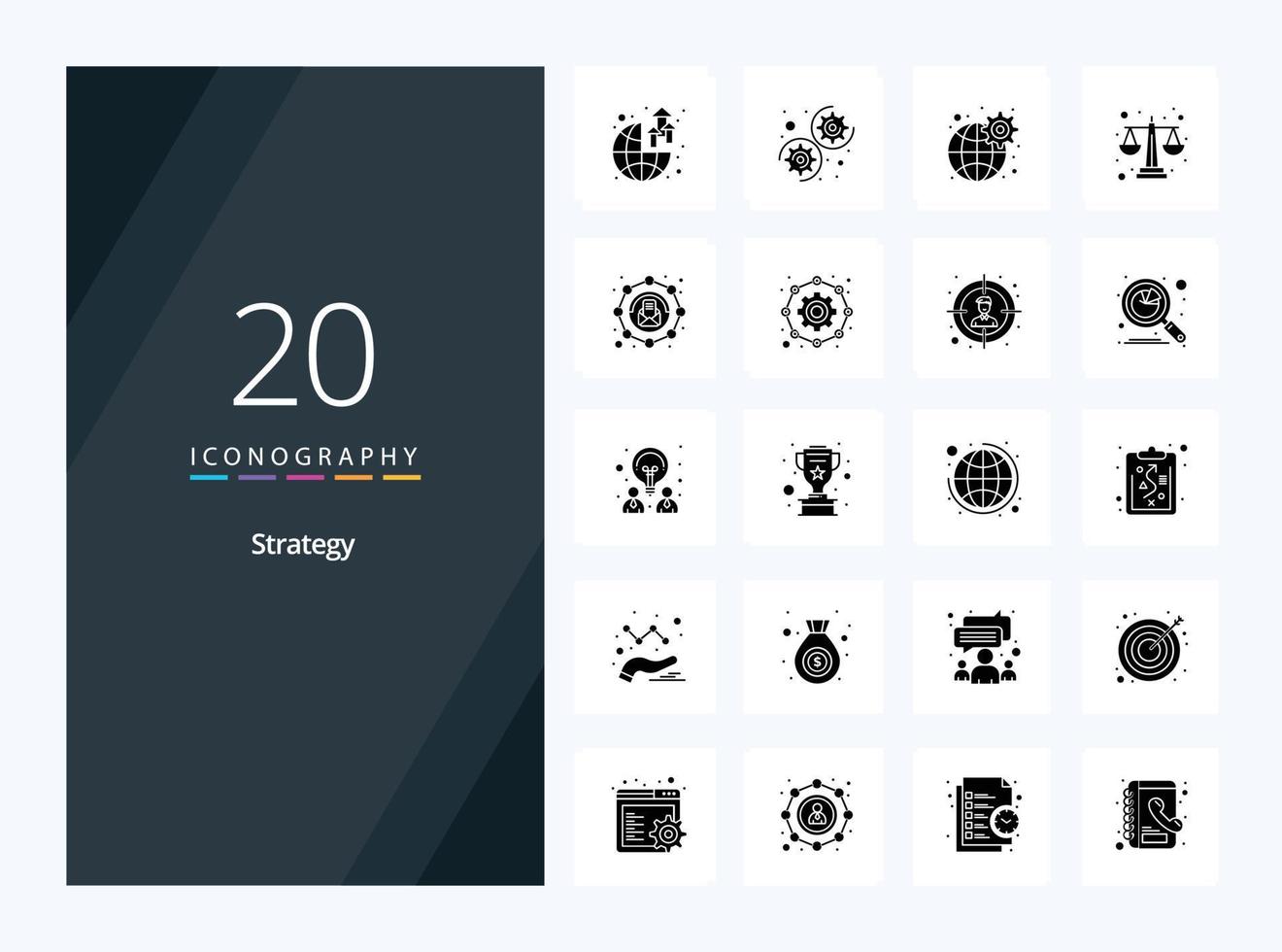 20 Strategy Solid Glyph icon for presentation vector