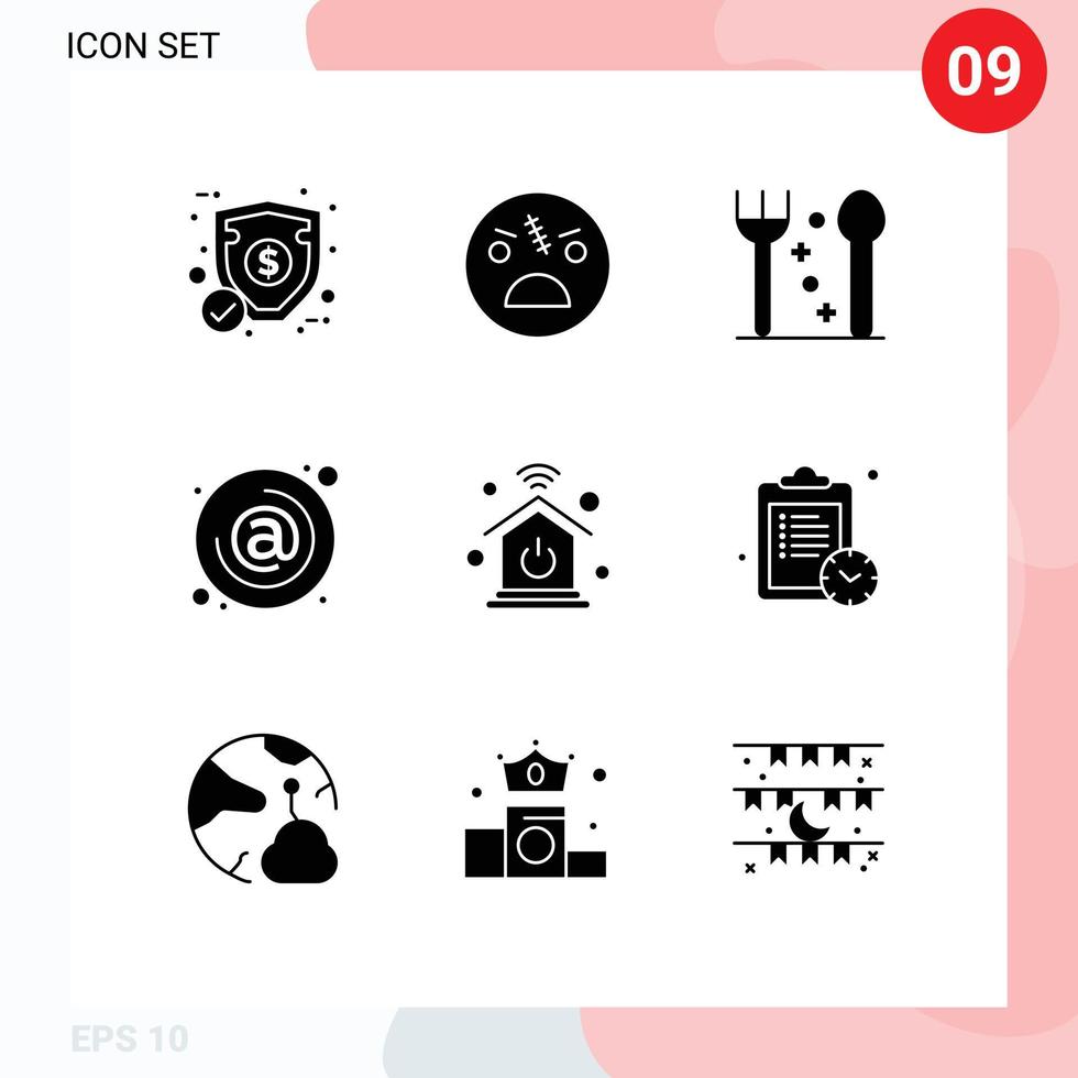 User Interface Pack of 9 Basic Solid Glyphs of home network email zombie contact address Editable Vector Design Elements